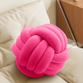 Knot Pillow BallShaped Decorative Throw Pillows Hot Pink 20cm Cute Cushion Knotted Plush Pillow Suitable for Living Room Decoration Handmade Braided Throw Pillows
