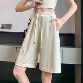 Summer Women's Ice Silk Short Jumpsuit - Loose-fitting, High-Waist, Thin & Slimming Look 5XL/White 10ea