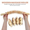Wooden Massage Roller Stick with Triangle Massager, 12 Rollers Curved