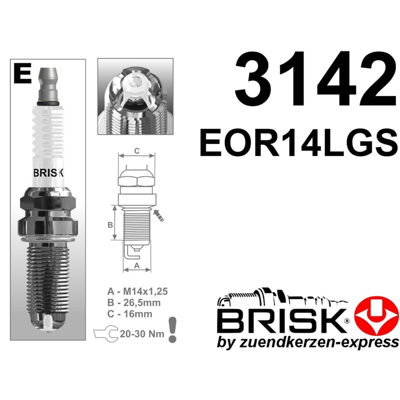 BRISK Premium Racing EOR14LGS 3142 Spark Plugs (Pack of 4)