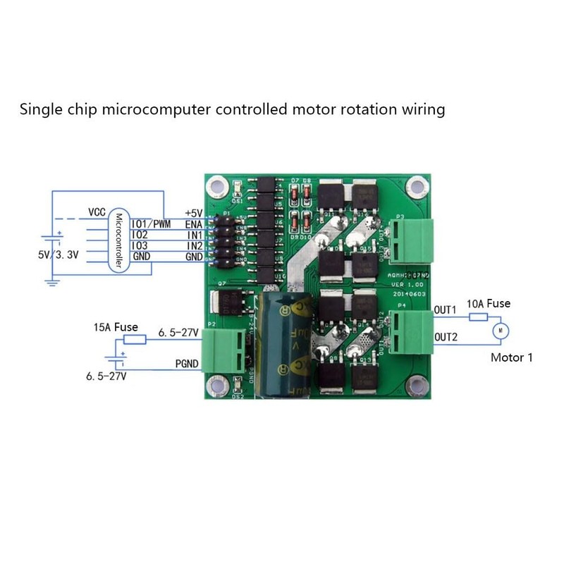 12/24V 7A 160W Dual DC Motor Module Drive Board,H Bridge