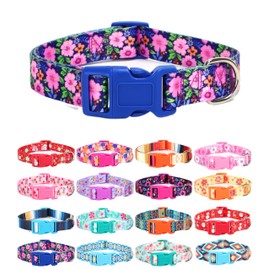 Moonpet Dog Collars for Puppy X-Small Small Medium Large Dogs - Unisex Cute Design Boys Girls Dog Pet Collar Soft Adjustable Bohemia Fancy Floral Dog Collars-Daisy-L
