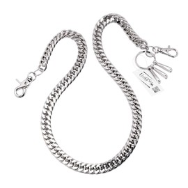 Uniqsum Heavy Thick Cut Links wallet chain Swivel Trigger snap Biker Punk Key chain (Silver)