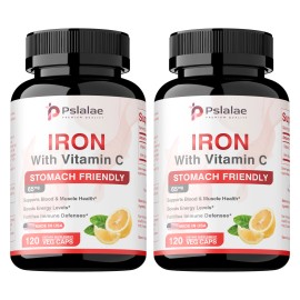 pslalae Iron with Vitamin C - Cardiovascular Health, Support Hemoglobin Productionl - 2 Pack