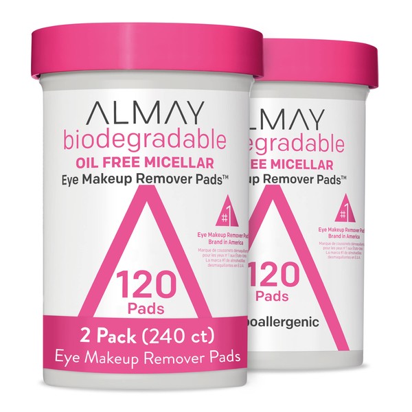 Almay Almay Biodegradable Makeup Remover Pads, Micellar Gentle, Hypoallergenic, Fragrance-Free,