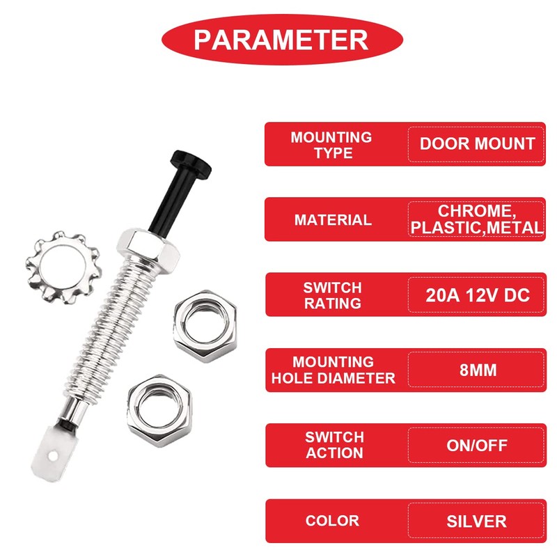 MKBKLLJY 6Pcs 12V DC 20A Door Pin Switch Momentary Universal