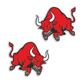 2 x 10cm Angry Bull Vinyl Stickers - Cow Red Wild Animal Sticker Decal Bike Helmet Mascot #70574