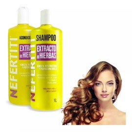Nefertiti Shampoo y Aondicionador Nefertiti Cabello Seco O Dañado Extracto De Hierbas En Botella