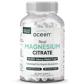 Organics Ocean Citrato De Magnesio Real Suplemento De Magnesio De Alta Absorción Magnesio Quelado Para Favorecer La Energía, La Relajación Y La...    