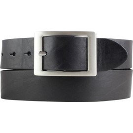 BELTINGER Denim Belt Made of Full Cowhide Leather 4 cm Jeans Belt for Men and Women 40 mm Leather Belt with Double Buckle, black, silver