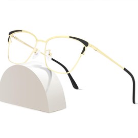 ROWCHIC Classic Elegant Cat Eye Style Blue Light Blocking Computer Glasses for Women Vintage Frame Black Gold