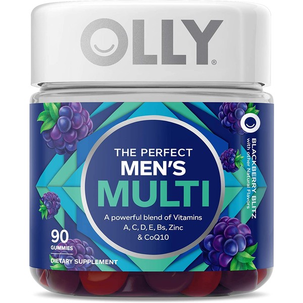 OLLY Men's Multivitamin Gummy, Vitamins A, C, D, E, B, Lycopene, Zinc, Adult Chewable Supplement, Blackberry Flavor, 45 Day Supply - 90 Count (Packaging May Vary)