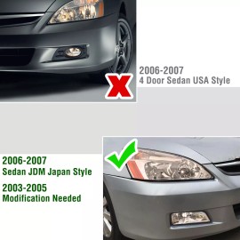 Xukey Bumper Driving Fog Lights Lamp W/Wiring For 2003-2008 Honda Accord Acura TL 4Dr