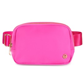 Sienien Belt Bag For Women Girls Fanny Pack Pink Crossbody Bag Fashionable Waist Packs With Adjustable Strap Waterproof For Travel Walking Running Hiking Hot Pink Gold