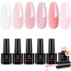 Modelones Builder Gel 6 Colors, 8-in-ONE Pink Clear Gel Builder