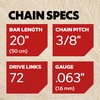 OREGON 20" CHAIN 75LPX SUPER 70 3/8 1.6MM. Fits Stihl