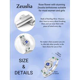 Rose Rings for Women Sterling Silver Adjustable September Birthstone Sapphire Ring Anniversary Mother Jewellery Gifts for Mom