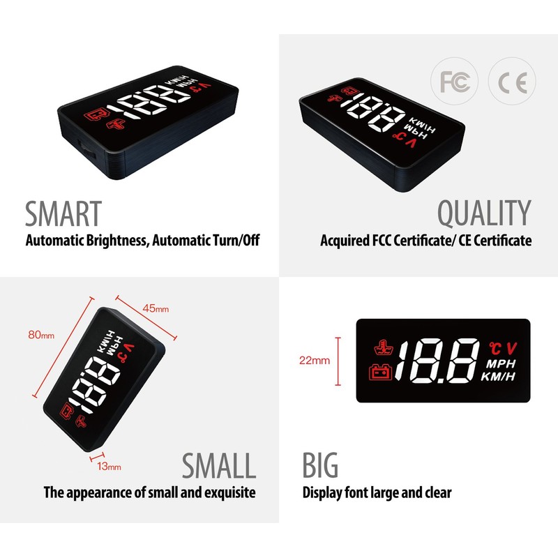 3.5" Car HUD Head Up Display with OBD2/EUOBD Interface Plug