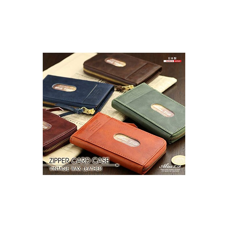 Avies Vintage Wax Leather, Genuine Leather, Pass Case, Card Case,