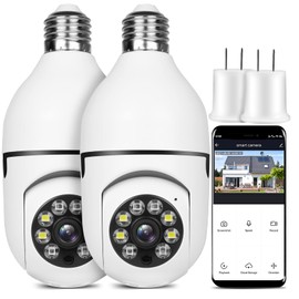 OFYOO Light Bulb Security Camera Wireless Outdoor Indoor 2.4G WiFi Security Cameras for Home Security 360° Panoramic Camera Motion Detection and Alarm Two-Way Audio Based E27 Light Bulb Socket