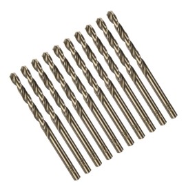 TOP-VIGOR 10Pcs 5.1mm Cobalt Jobber Drill Bits, M35 High Speed Steel HSS Twist Dril Bit Tool with Straight Shank for Drilling Hardened Metal, Stainless Steel, Cast Iron, Wood and Plastic