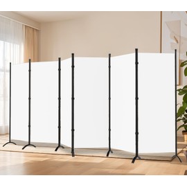 Room Divider-6 Panels White Folding Privacy Screens, 6 ft Partition Room Dividers Wall for Separation, Home, Office, Classroom, Studio