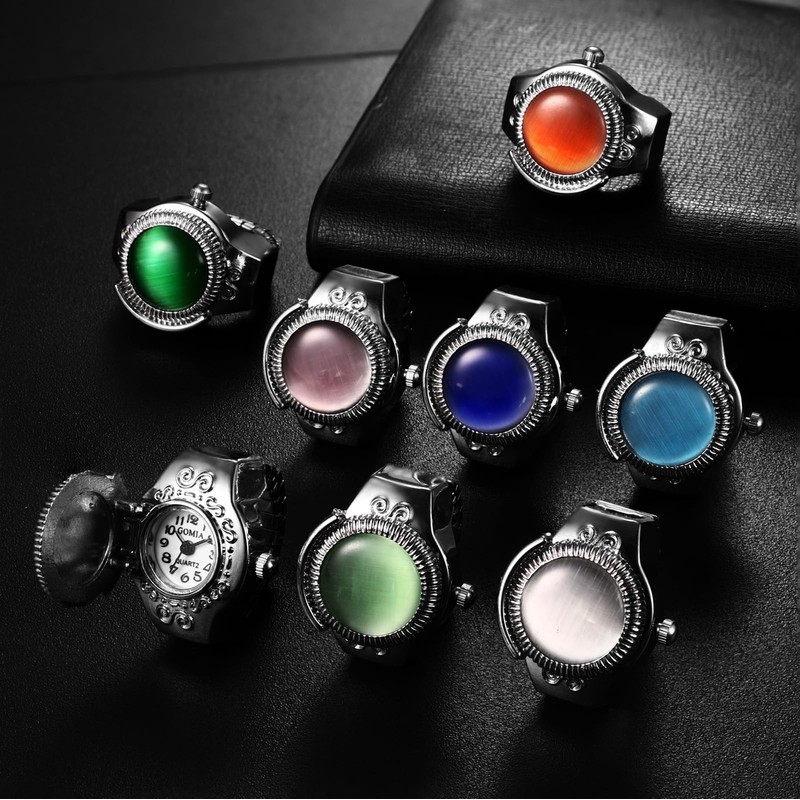 Silverora Ringuhr Fingeruhr Edelstahl elastisches: Katzenaugen Damen Analoge Quarz Uhrenring