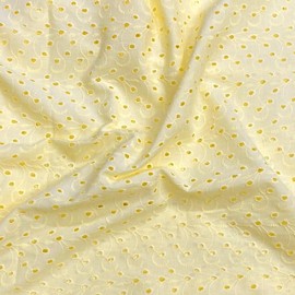 TFG 100% Cotton Broderie Anglaise Fabric 60" Wide 10 Colours Available Luxurious Cotton Material Soft Feel (Lemon)