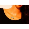Whale Tail Blue Opal & Clear Cubic Zirconia Line Embellished