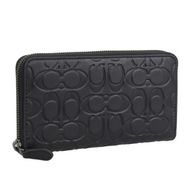 Coach CE551 Men's Long Wallet, Outlet, Round Zipper, Leather, Brand, Signature, Black