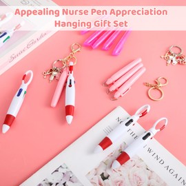 OMISTAR Nurse Pen, 60PCS Mini Highlighter Nurse Pens Marker Pen Bulk Hanging Appreciation Gift Set, Pen Hanging Decoration Set with Marker Pens Badge Clip ID Name Reel for Nurses Gifts