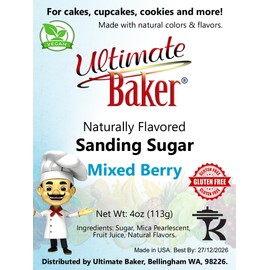Ultimate Baker Flavored Sanding Sugar (1x4oz) - Burst of Flavor for Cakes, Cookies & More, All-Natural & Expertly Blended, Perfect for Baking & Decorating or as a Flavored Coffee Sugar (Mixed Berry)