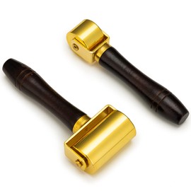 OSSIJAY Leather Press Edge Roller, Wooden Handle Leather Rolling Craft Roller, Leather Edge Creaser, Seam Roller for Leather, Leather Craft Laminating Tool for Leather Craft (2.36in+1in)