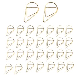 100 Pcs Stainless Steel Golden Paperclips Hollow Waterdrop Shape Paperclips Bookmarks Metal Bookmark Clips for Books Photos Posters Notes Memo 15 * 25mm