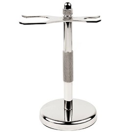 Super Safety Razors 2 Prong Safety Razor And Shaving Brush Stand With Heavyweight Felt Lined Base From Chrome