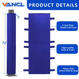 VANCL Pole Padding 4" Square Garage Pole Padding Heavy Duty Basketball Pole Pads 4 Inch Durable Basketball Pole Pad UV-Resistant Waterproof, Blue (Fit 4x4 Inch Pole-6 Feet Tall)