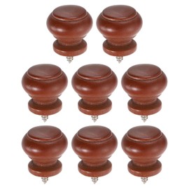 uxcell 8Pcs Round Wood Drawer Knob, 1.1" x 0.98" Self-Tapping Solid Wood Handle Round Cabinet Knob Mushroom Shape Wooden Knobs for Furniture Dresser Wardrobe, Dark Brown