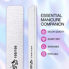 10pcs - PANA Jumbo Double-Sided Emery Nail File for Manicure, Pedicure, Natural, and Acrylic Nails - Zebra (Grit 100/100)
