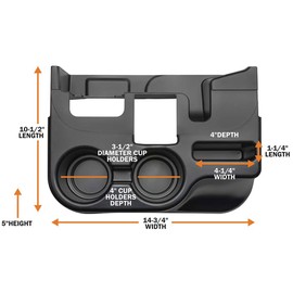 GlowShift Cup Holder Add-On Center Console Attachment Compatible with Dodge Ram 1500 2500 3500 Cummins 2003-2012 - ABS Plastic - Easy Installation - No Factory Modifications Required