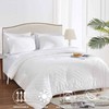 Nanko 7PC Queen Comforter Set with Sheets, White Tufted Jacquard