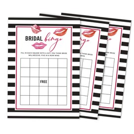 Inkdotpot 50 Striped kiss the miss good bye Bingo Game Cards For Bridal Wedding Shower Bachelorette Party Bulk Blank Square Fill In Gift Ideas