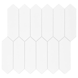INNO STICKERS 10-Sheet Peel and Stick Backsplash for Kitchen Bathroom Shower, Stone Composite Self Adhesive Tiles Long Hexagon Mosaic Wall Tile, 12 Inch x 11.22 Inch White