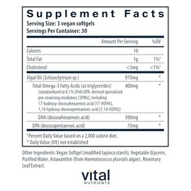 Vital Nutrients Ultra Pure® Vegan Omega SPM+ - Specialized Pro-Resolving Mediators (SPM) Omega-3 Supplement - Minor Joint Discomfort Relief* - Gluten,