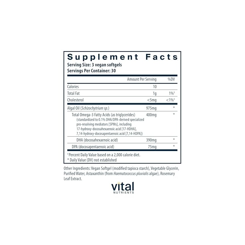 Vital Nutrients Ultra Pure® Vegan Omega SPM+ - Specialized Pro-Resolving