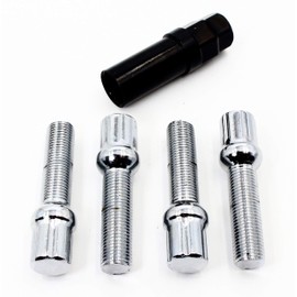 Veritek - Juego de 4 cerraduras de seguridad para Mercedes Factory R12 de 14 x 1,5 mm de longitud, vástago de 19 mm, llave hexagonal, cromo, para asiento de bola de seguridad