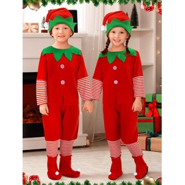 Geyoga Christmas Costumes Cute Outfits Include Hat Shoes and Other Accessories for Kids Cosplay(Red,Extra Small)
