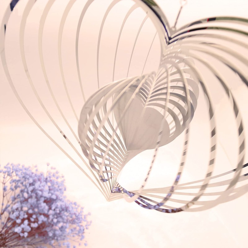 Wind Spinners, 3D Silver Steel Stainless Wind Hanging Spinner, Kinetic