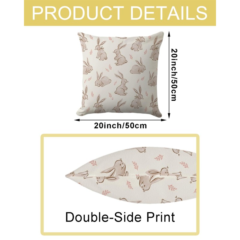 PreLiving Spring Easter Pillow Covers 20x20 Inch - Cute Bunny
