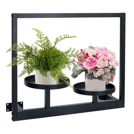 Picture Frame Plant Wall Shelf，Black Metal Wall Plant Holder Window Wall Plant Shelves Hanging Planters for Indoor Plants Plant Hanger Modern Style Outdoor Wall Mounted Plant Shelf (2 pots 1 pcs)