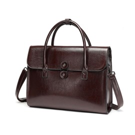 Genuine Leather laptop Briefcase: Messenger shoulder bag14 15inch men case women work satchel designer handbag